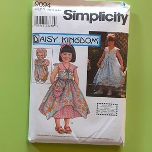 New uncut Daisy Kingdom summer dress & doll pattern handkerchief cap fit & flare